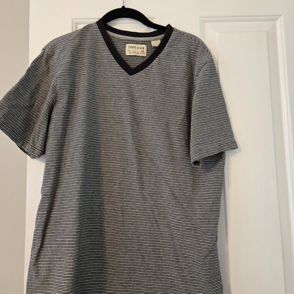 Mens Chaps Denim Sized Medium Striped Tshirt